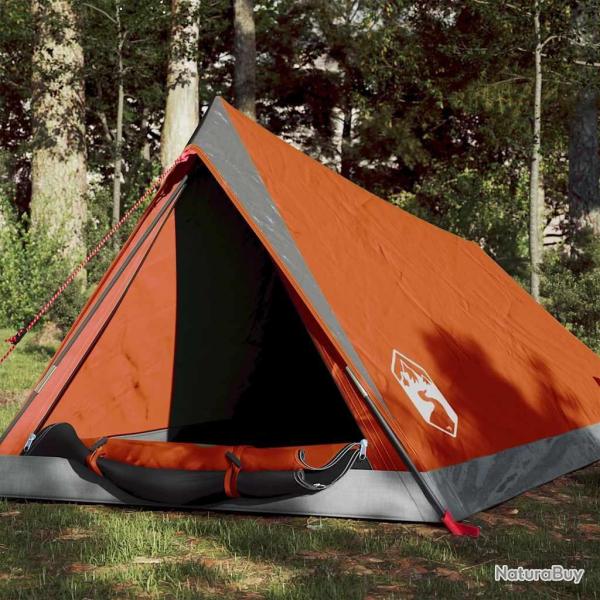 Tente de camping 2 personnes gris et orange imperm�able alsavelo
