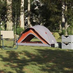 Tente de camping 1 personne gris et orange imperm&eacute;able alsavelo