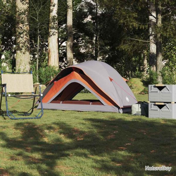 Tente de camping 1 personne gris et orange imperm�able