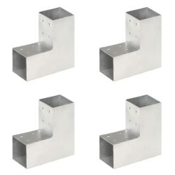Connecteurs de poteau 4 pcs Forme en L M&eacute;tal galvanis&eacute; 81x81 mm