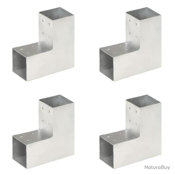Connecteurs de poteau 4 pcs Forme en L M�tal galvanis� 81x81 mm
