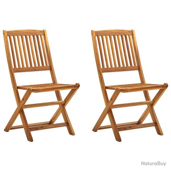 Chaises pliables d'ext�rieur lot de 2 Bois d'acacia solide