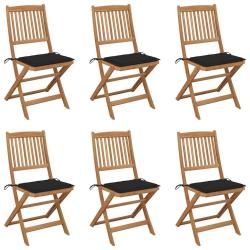 Chaises pliables de jardin lot de 6 avec coussins Bois d'acacia