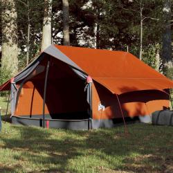 Tente de camping 2 personnes gris et orange imperm&eacute;able