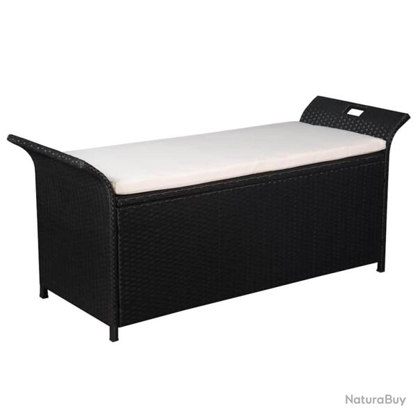Banc de jardin avec coussin 138 cm R�sine tress�e Noir