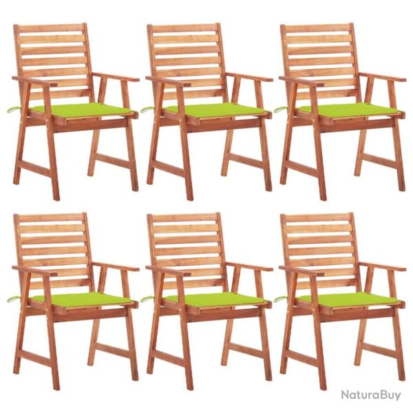 Chaises  manger d'extrieur lot de 6 et coussins Acacia massif