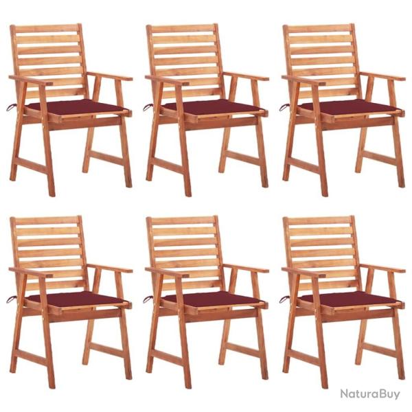 Chaises � manger d'ext�rieur lot de 6 et coussins Acacia massif