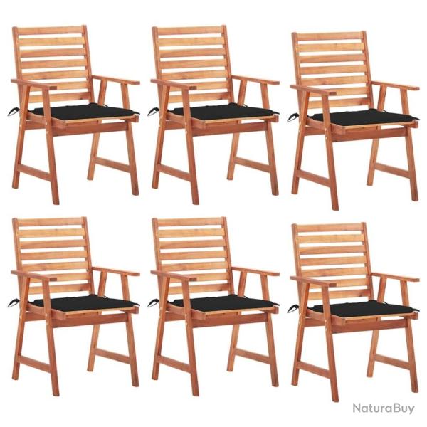 Chaises � manger d'ext�rieur lot de 6 et coussins Acacia massif
