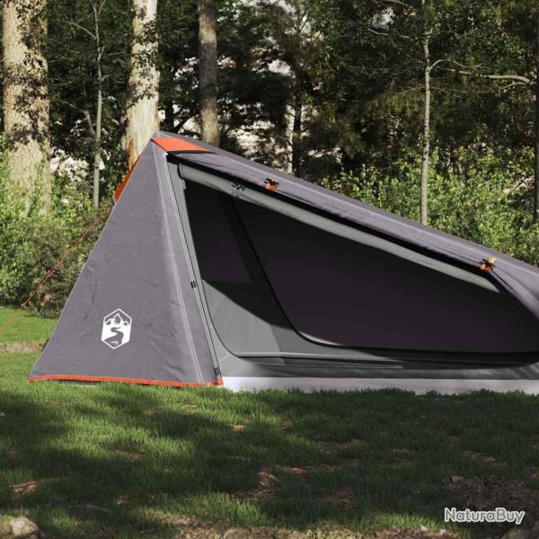 Tente de camping tunnel 1 personne gris et orange imperm�able