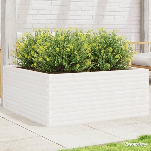 Jardini�re blanc 110x110x46 cm bois de pin massif