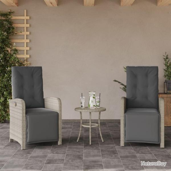 Chaises inclinables de jardin lot de 2 avec repose-pied rotin