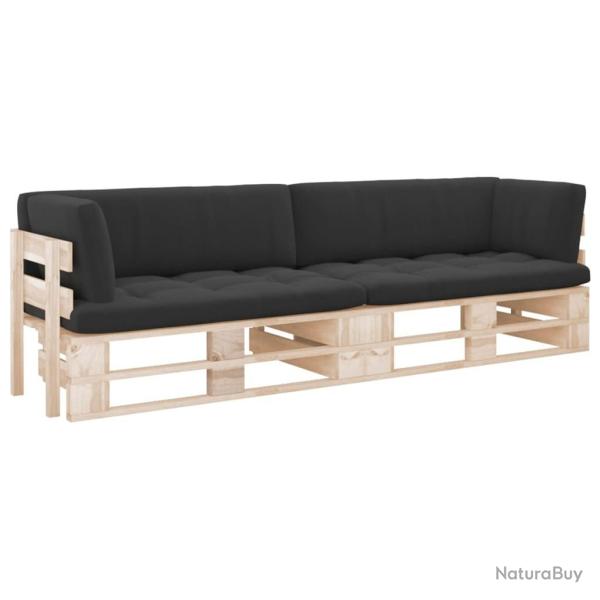 Canap palette 2 places avec coussins Bois de pin imprgn