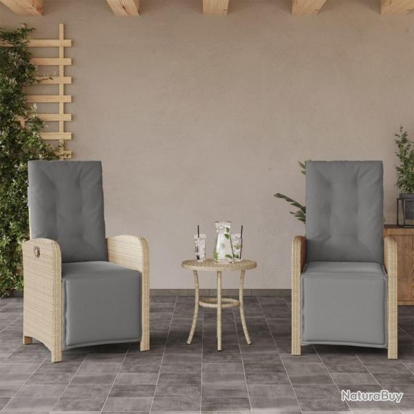 Chaises inclinables de jardin lot de 2 avec repose-pied rotin