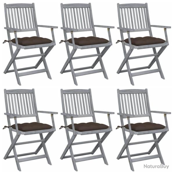 Chaises pliables d'ext�rieur lot de 6 et coussins Bois d'acacia