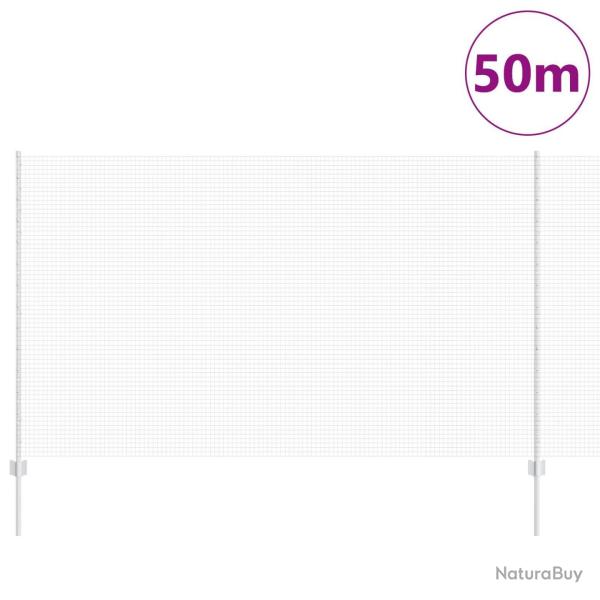 Cl�ture en fil soud� avec 44 poteaux en U argent 1.4x50 m acier