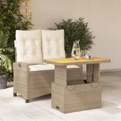 Ensemble &agrave; manger de jardin et coussins 2 pcs beige poly rotin