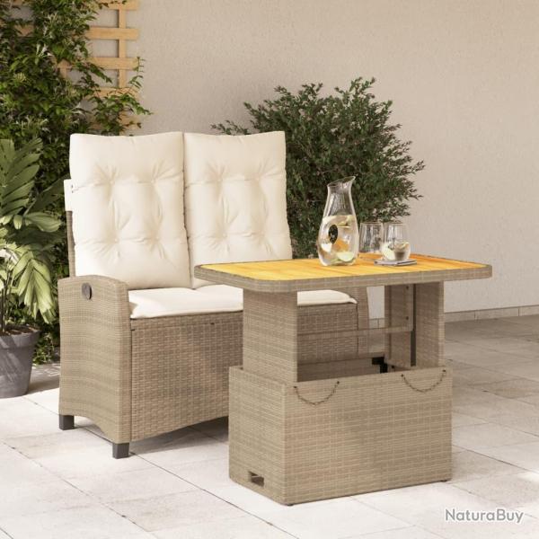 Ensemble � manger de jardin et coussins 2 pcs beige poly rotin
