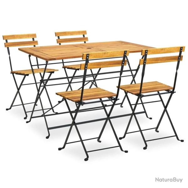 Ensemble � manger d'ext�rieur pliable 5pcs Bois d'acacia solide
