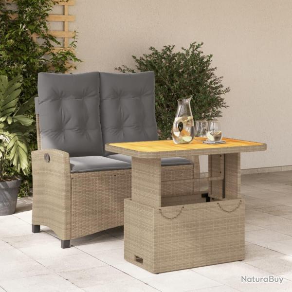 Ensemble � manger de jardin et coussins 2 pcs beige poly rotin