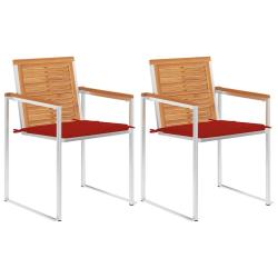Chaises de jardin avec coussins lot de 2 Acacia solide et acier
