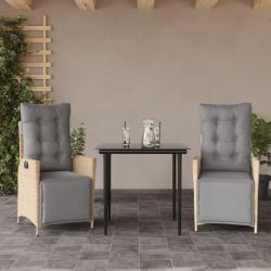 Ensemble &agrave; manger de jardin et coussins 3 pcs m&eacute;lange beige