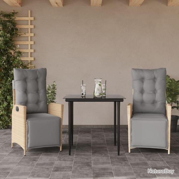 Ensemble � manger de jardin et coussins 3 pcs m�lange beige
