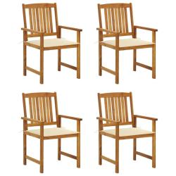 Chaises de jardin avec coussins lot de 4 Bois d'acacia massif
