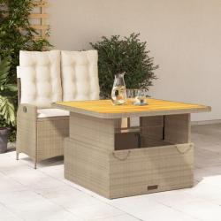 Ensemble &agrave; manger de jardin et coussins 2 pcs beige poly rotin