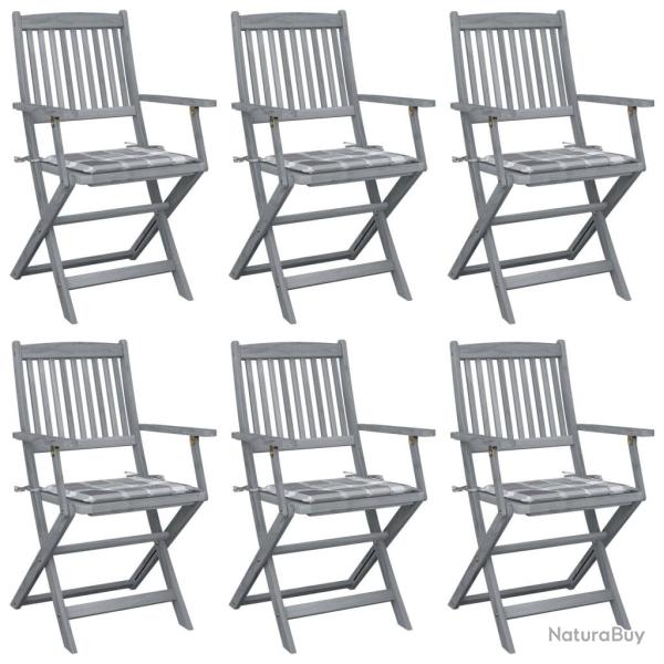 Chaises pliables d'ext�rieur lot de 6 et coussins Bois d'acacia