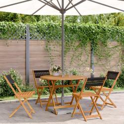 Ensemble &agrave; manger de jardin 5pcs noir polypropyl&egrave;ne bois massif