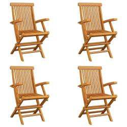 Chaises pliables de jardin lot de 4 Bois de teck solide