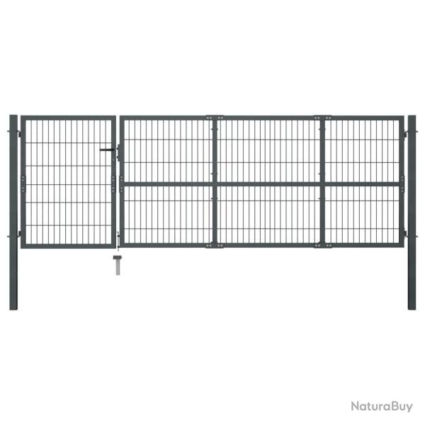 Portail de jardin avec poteaux en acier 350 x 100 cm anthracite