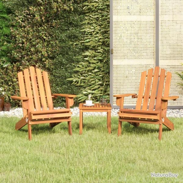 Ensemble de salon de jardin Adirondack 3 pcs bois acacia solide
