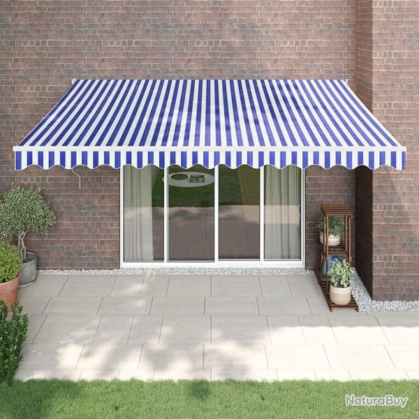 Auvent r�tractable bleu et blanc 4x3 m tissu et aluminium