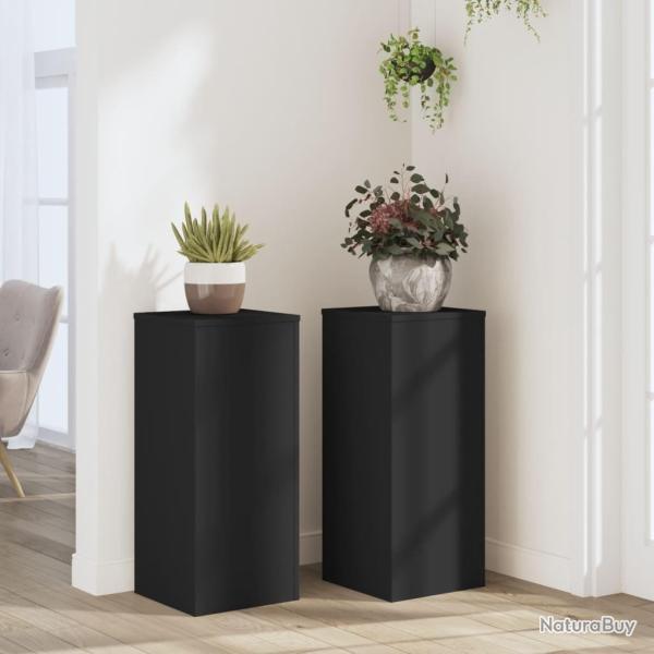Supports pour plantes 2 pcs noir 30x30x70 cm bois d'ing�nierie