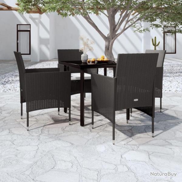 Ensemble � manger de jardin avec coussins 5 pcs Noir