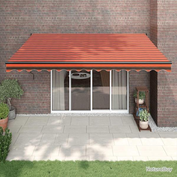 Auvent r�tractable orange et marron 4,5x3 m tissu et aluminium