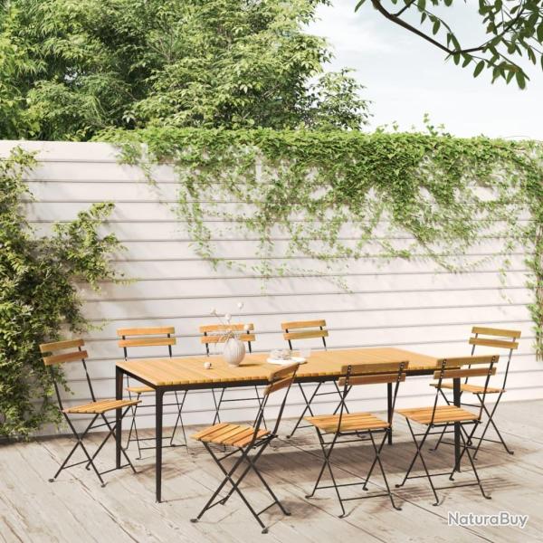 Chaises pliables de jardin lot de 8 Acier bois d'acacia massif