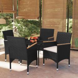 Ensemble &agrave; manger de jardin avec coussins 5 pcs Noir