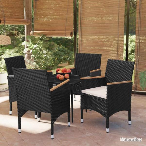 Ensemble � manger de jardin avec coussins 5 pcs Noir