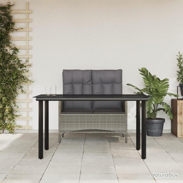 Ensemble � manger jardin et coussins 2 pcs gris rotin