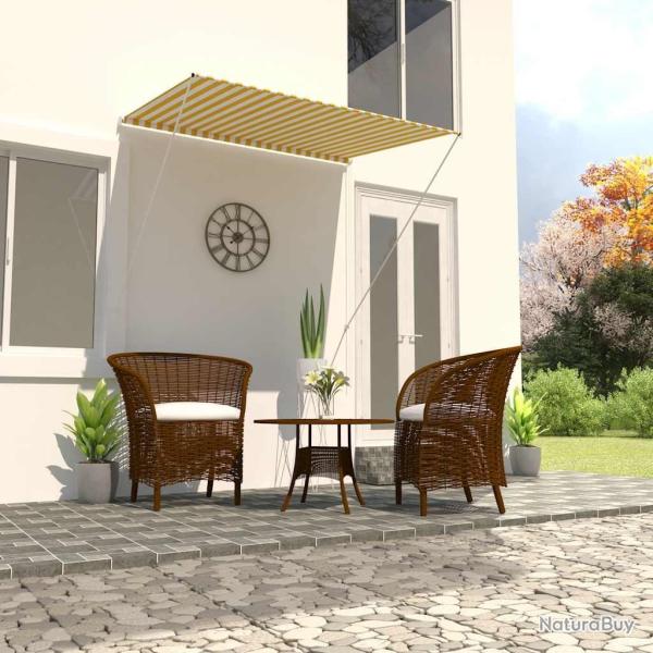 Auvent r�tractable 150x150 cm Jaune et blanc