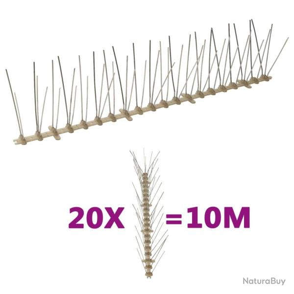 Ensemble de 20 pointes � 5 rang�es contre oiseaux Plastique 10m