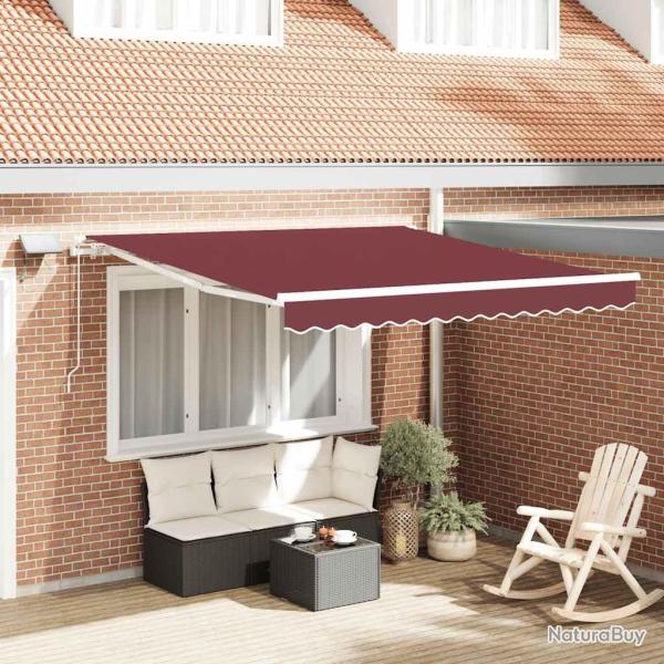 Auvent manuel r�tractable avec LED bordeaux 300x250 cm