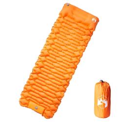 Matelas de camping autogonflant avec oreiller 1 personne orange