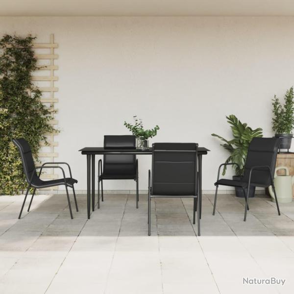 Ensemble � manger de jardin 5 pcs noir textil�ne et acier