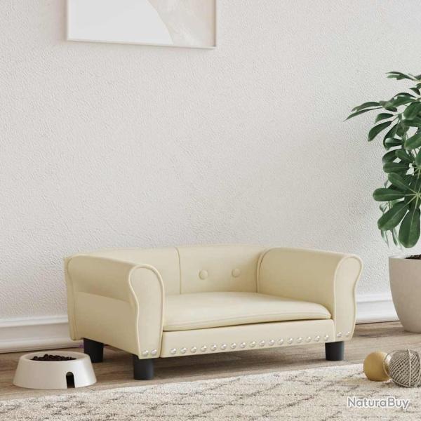 Lit pour chien crme 70x45x30 cm similicuir