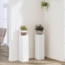 Supports pour plantes 2 pcs blanc 17x17x60 cm bois d'ing&eacute;nierie