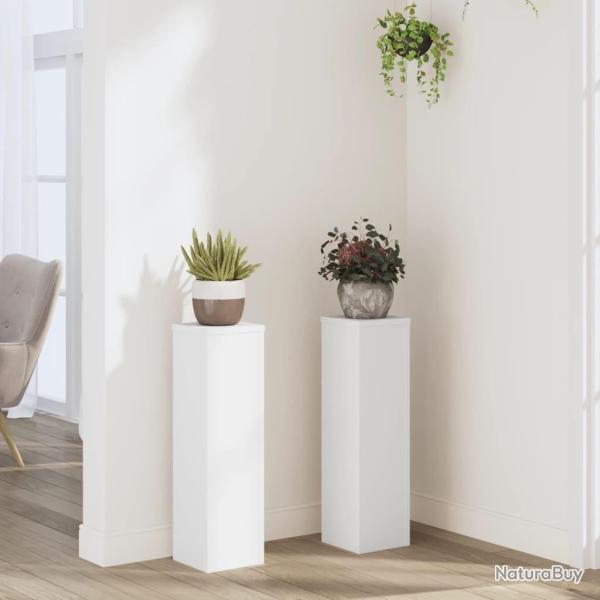 Supports pour plantes 2 pcs blanc 17x17x60 cm bois d'ing�nierie