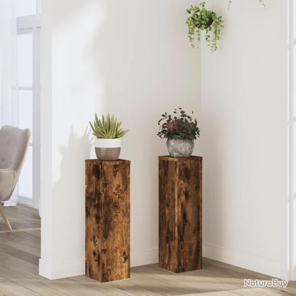 Supports pour plantes 2 pcs ch�ne fum� bois d'ing�nierie